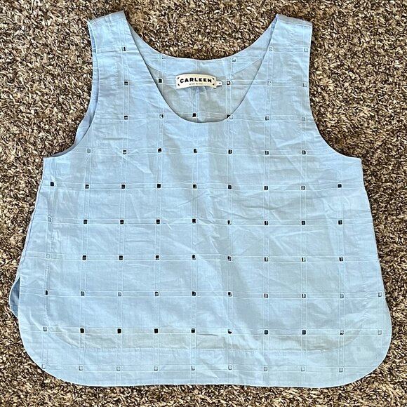 NWOT Carleen Scallop Tank Blue Window Eyelet 100% cotton - Picture 2 of 5